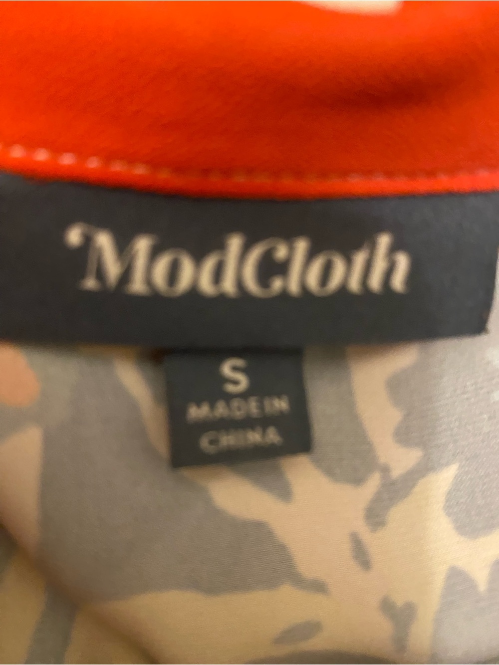 Modcloth Navy Floral Tie-Neck Blouse with Red & Yellow Accents - Picture 2 of 4